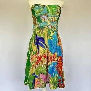 Pink Martini Strapless Multicolor Dress, Size says medium but FITS LIKE A SMALL
